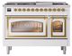 Ilve® Nostalgie II Noblesse 48'' Custom RAL Color Pro Style Dual Fuel Range with Brass Trim-1