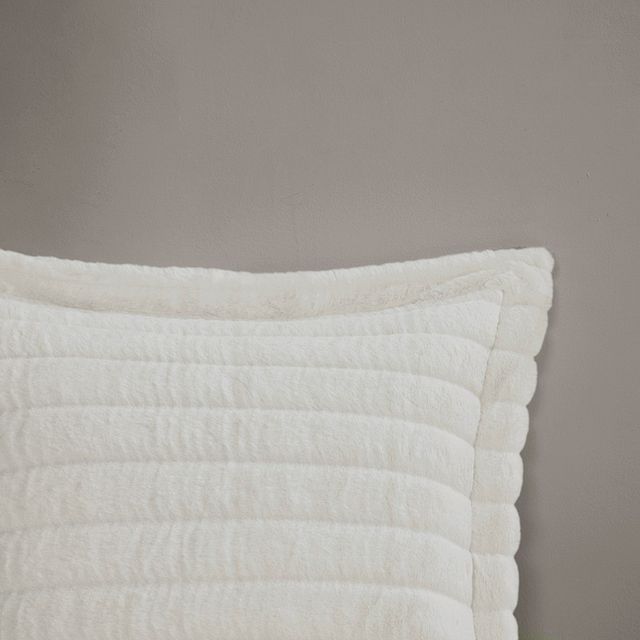 Olliix by Madison Park Amara Ivory Full/Queen Faux Fur Comforter Set-3