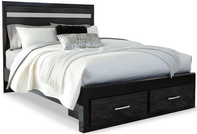 Signature Design by Ashley® Starberry 4-Piece Black Queen Storage Panel Bed Set-1