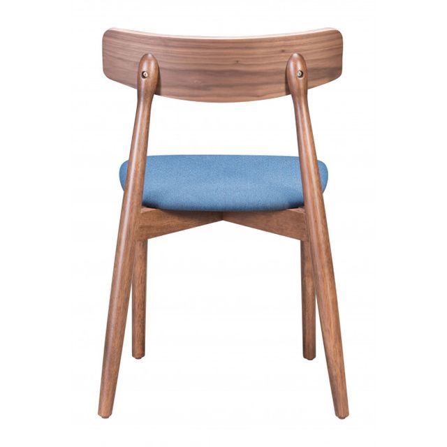 Zuo® Modern Newman Walnut/Blue Dining Chair-3