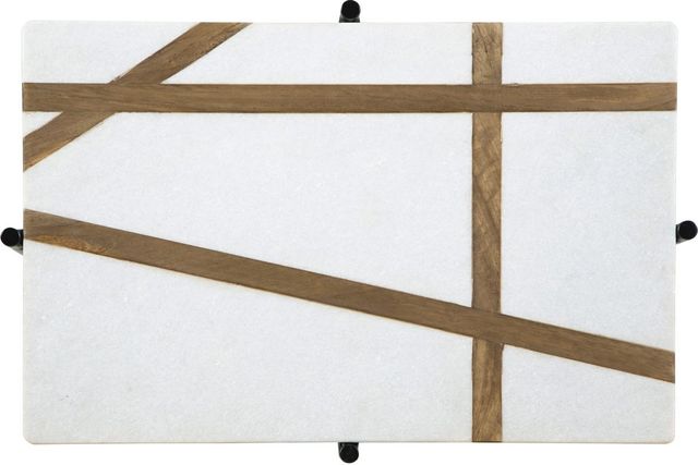 Signature Design by Ashley® Braxmore White Marble Top Accent Table with Light Brown Shelve and Black Stand-3