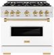 ZLINE Autograph Edition 36" Satin Stainless Steel Pro Style Dual Fuel Range with White Matte Door and Polished Gold Accents-0
