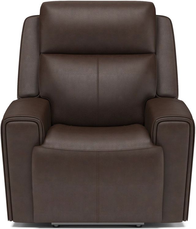 Flexsteel® Barnett Chocolate Power Recliner with Power Headrest and Lumbar-1