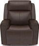 Flexsteel® Barnett Chocolate Power Recliner with Power Headrest and Lumbar-1
