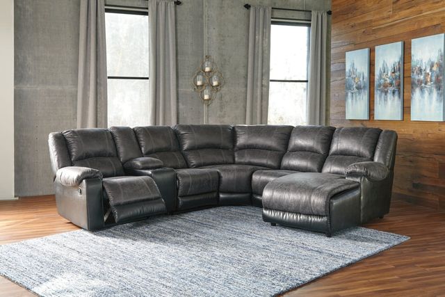 Signature Design by Ashley® Nantahala 6-Piece Slate Reclining Right-Arm Facing Sectional and Chaise with Console-1