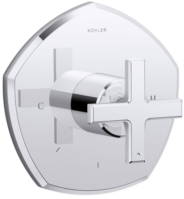 KOHLER® Occasion® MasterShower® Polished Chrome Temperature Control Valve Trim with Cross Handle-0