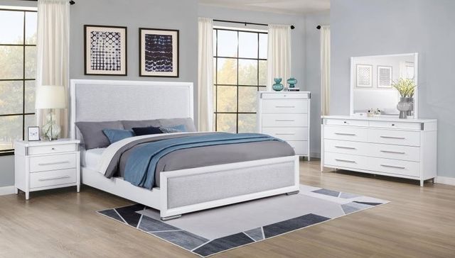 Coaster® Gracemont 5-Piece Light Grey/White Eastern King Panel Bedroom Set-0