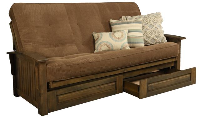 Kodiak Furniture Washington Marmont Mocha/Rustic Walnut Queen Storage Futon with Mattress-0