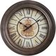 Monarch Specialties Inc. Antique Brown 15" Round Wall Clock with Roman Numerals on Beige Background-0