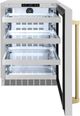ZLINE Touchstone Autograph Edition 5.2 Cu. Ft. Stainless Steel Beverage Center with Satin Stainless Steel Glass Door and Champagne Bronze Handle-1