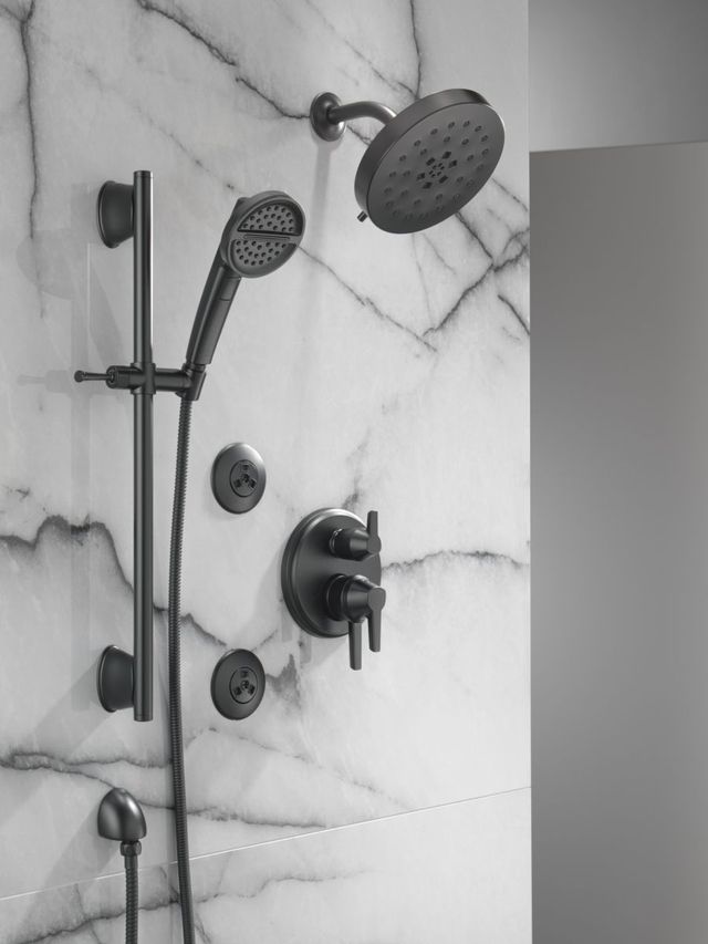 Delta Universal Showering Components Matte Black 3-Setting Slide Bar Handshower-3