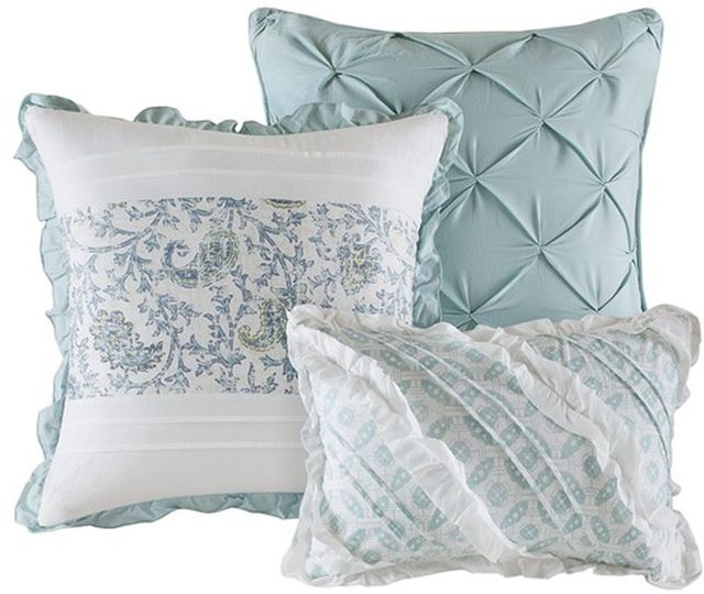 Olliix by Madison Park Blue Full/Queen Dawn 6 Piece Cotton Percale Reversible Coverlet Set-1