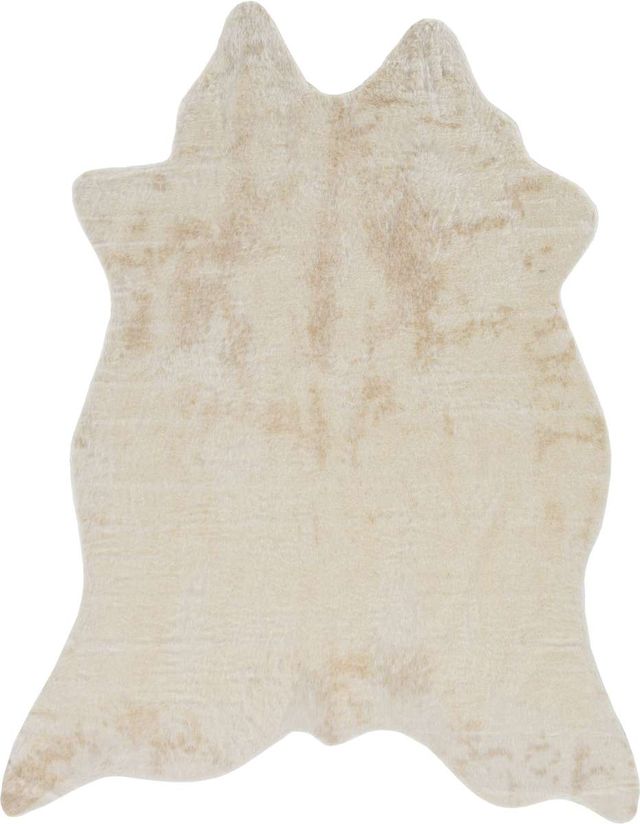 Linon Faux Cow Hide Ivory 5'x7' Area Rug-0