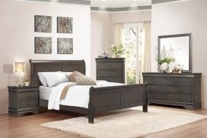 Mazin Furniture Mayville Stained Gray Queen Sleigh Bed-2