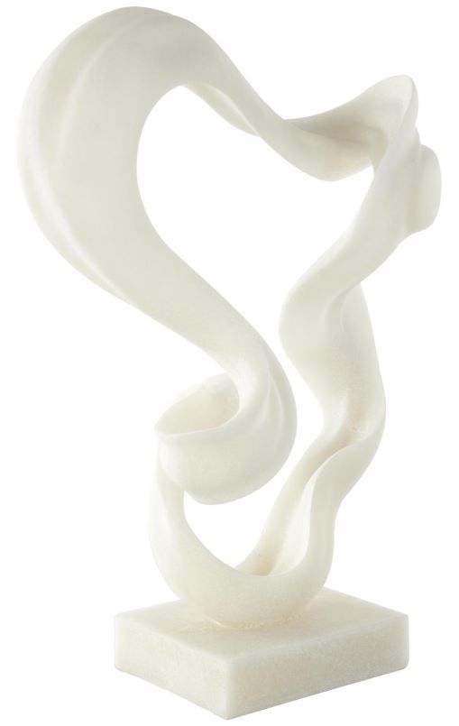 Deco Marche White Polystone Twisted Wave Sculpture with Elevated Base-2