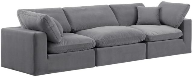 Meridian Furniture Comfy 3-Piece Gray Velvet Sofa -0