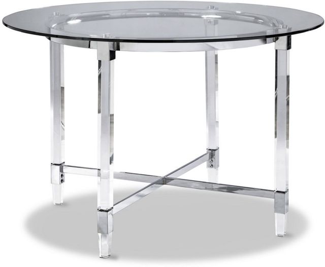 Mazin Furniture Lyrica Glass Top Round Dining Table with Chrome Base -0