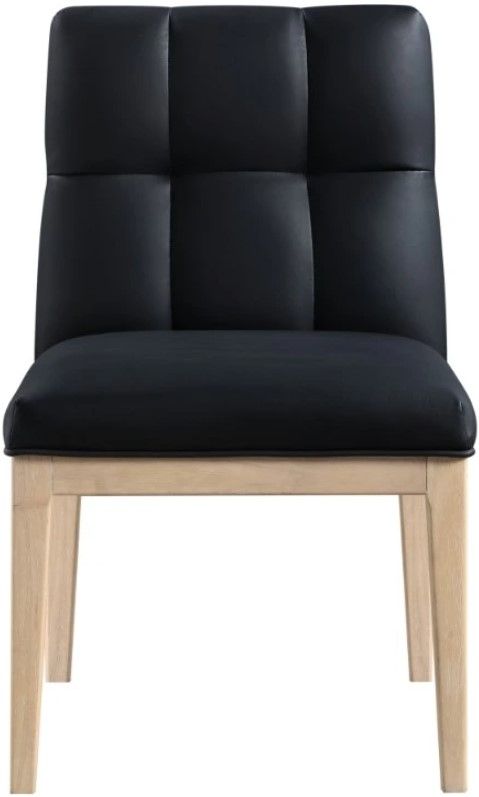 Meridian Furniture Adrian Black/Natural Leather Upholstered Dining Side Chair-1