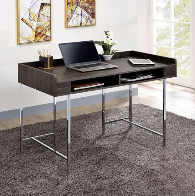 Furniture of America® Alvin Brown/Chrome Desk-1
