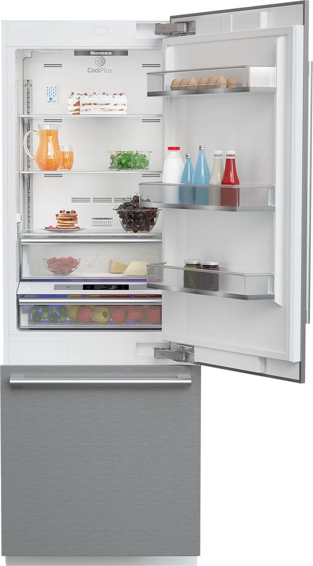 Blomberg® 30 in. 16.4 Cu. Ft. Stainless Steel Built In Counter Depth Bottom Freezer Refrigerator-1