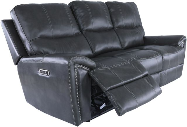 ITEM #: 77079  Harrison Charcoal Leather Power Sofa with Headrest-2