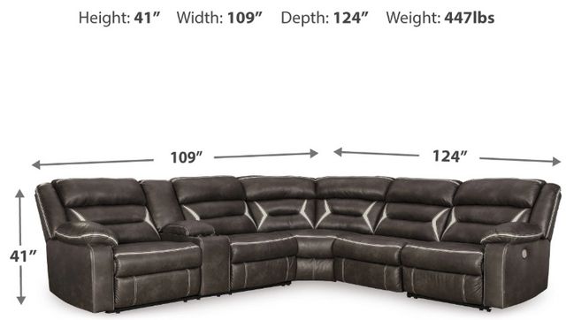 Signature Design by Ashley® Kincord 4-Piece 109" Midnight Curved Power Reclining Sectional -5