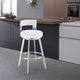 Armen Living Flynn Brushed Stainless Steel/White Swivel Counter Stool-1