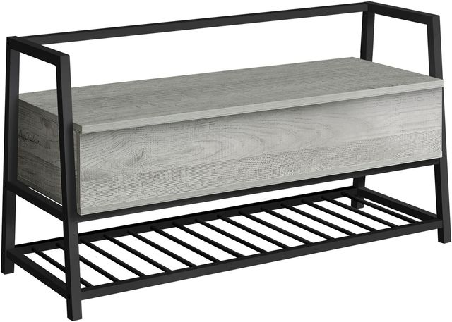Monarch Specialties Inc. Grey 42" Black Metal Storage Bench-0