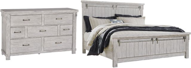 Signature Design by Ashley® Brashland 2-Piece White King Panel Bed Set-0