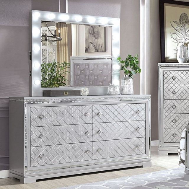 Furniture of America® Belleterre 5-Piece Silver Queen Panel Bed Set-2