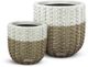 Le Present White and Greige 19" Basket Planter-1