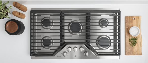 GE Profile 36” Gas Cooktop GE Profile 36” Stainless Steel Gas Cooktop