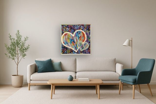 Classy Living Luminous Multicolor Heart Art Wall Art-1