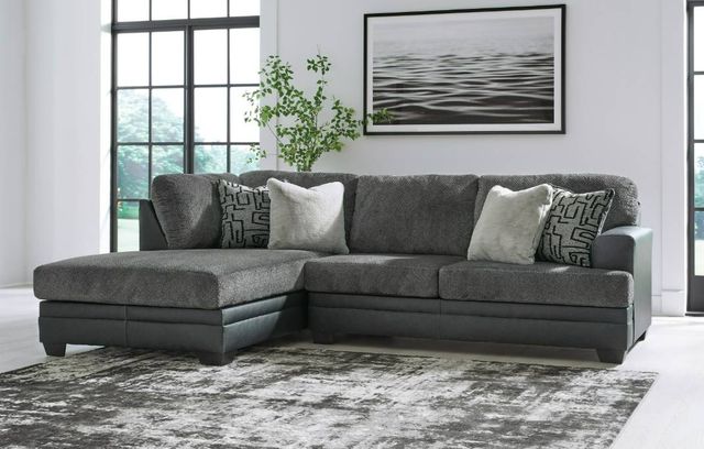 Benchcraft® Brixley Pier 2-Piece Graphite Left Arm Facing Sectional and Chaise-1