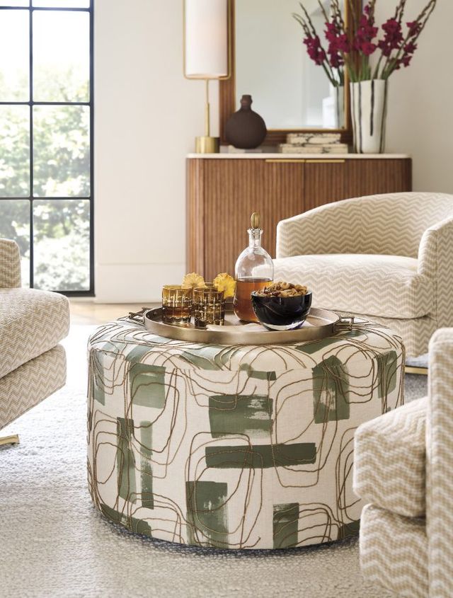 Lexington Home La Costa Rendova Green/White Ottoman-1