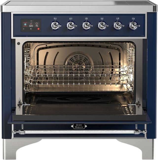 Ilve® Majestic III 36" Midnight Blue Pro Style Induction Range with Triple Glass Door and Chrome Trim-1
