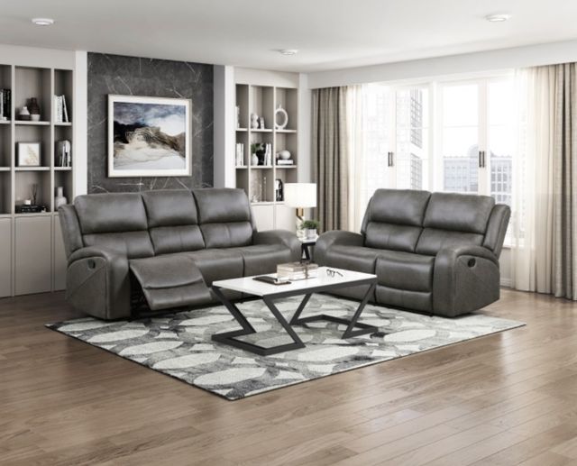 Homelegance® Pagosa Gray Double Reclining Loveseat-1