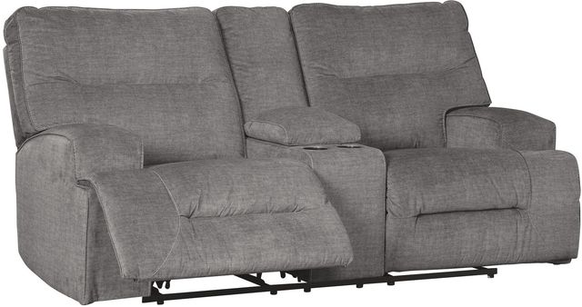 Signature Design by Ashley® Coombs Charcoal Reclining Loveseat with Console-2