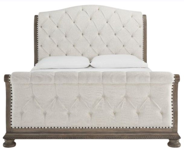 Signature Design by Ashley® Ardenfield Beige/Light Brown California King Upholstered Sleigh Bed-2