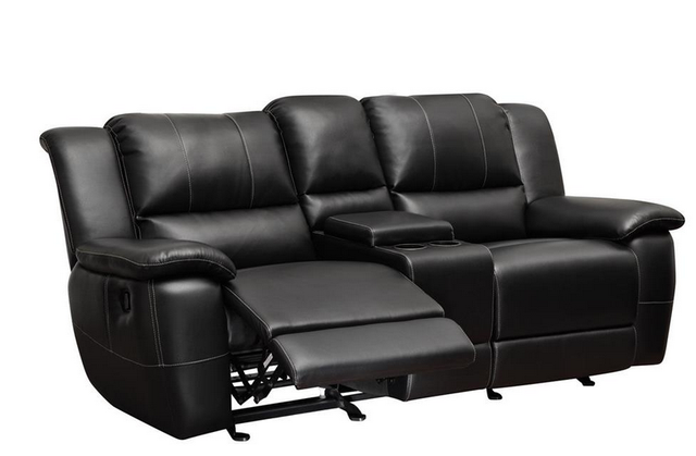 Coaster® Lee Black Reclining Glider Loveseat with Console-1