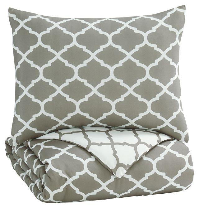 Signature Design by Ashley® Media Gray/White Twin Comforter Set-0