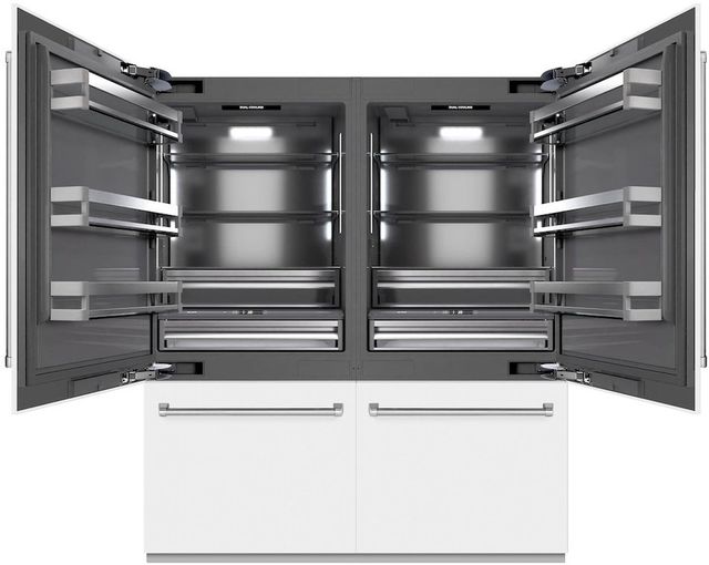 ZLINE 72" 39.6 Cu. Ft. White Matte Built-In French Door Refrigerator with Water Dispensers, Ice Makers, and Graphite Gray Interior-1