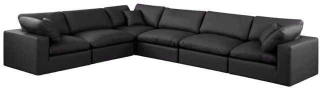 Meridian Furniture Comfy 6-Piece Black Vegan Leather Sectional -0