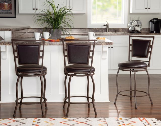 Linon Townsend 3-Piece Dark Brown Adjustable Stool Set-1