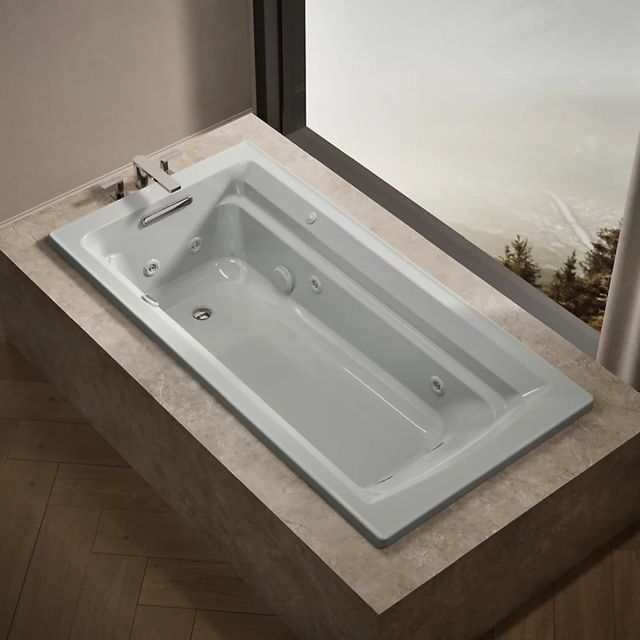 KOHLER® Archer® Ice Grey 72" x 36" Drop-In Whirlpool Bath with Bask® Heated Surface-1