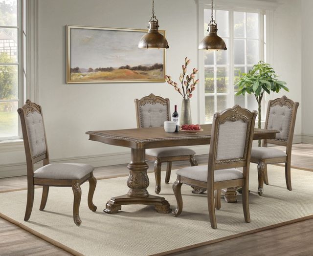 Elements International Madison Park 5-Piece Beige/Walnut Dining Set -2