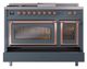Ilve® Nostalgie II Noblesse 48'' Blue Gray Pro Style Dual Fuel Range with Copper Trim-3