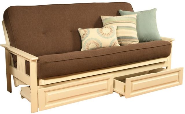 Kodiak Furniture Monterey Linen Cocoa/Antique White Full Storage Futon with Mattress-0
