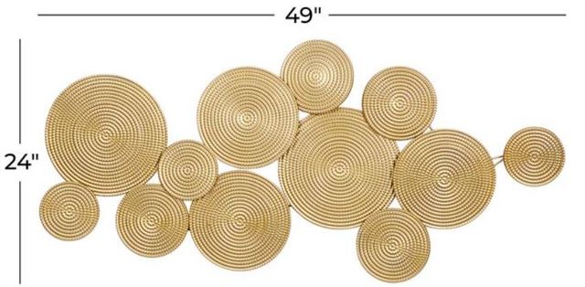 Deco Marche Cosmoliving Gold Metal Wall Decor with Textured Circles-3