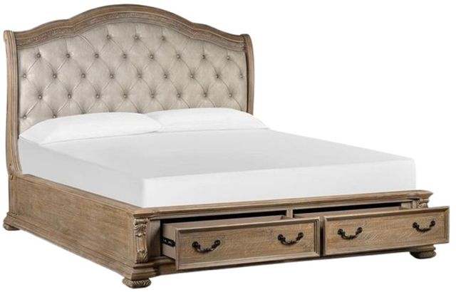 Magnussen Home® Marisol Fawn/Snow Fox Upholstered California King Sleigh Storage Bed-2